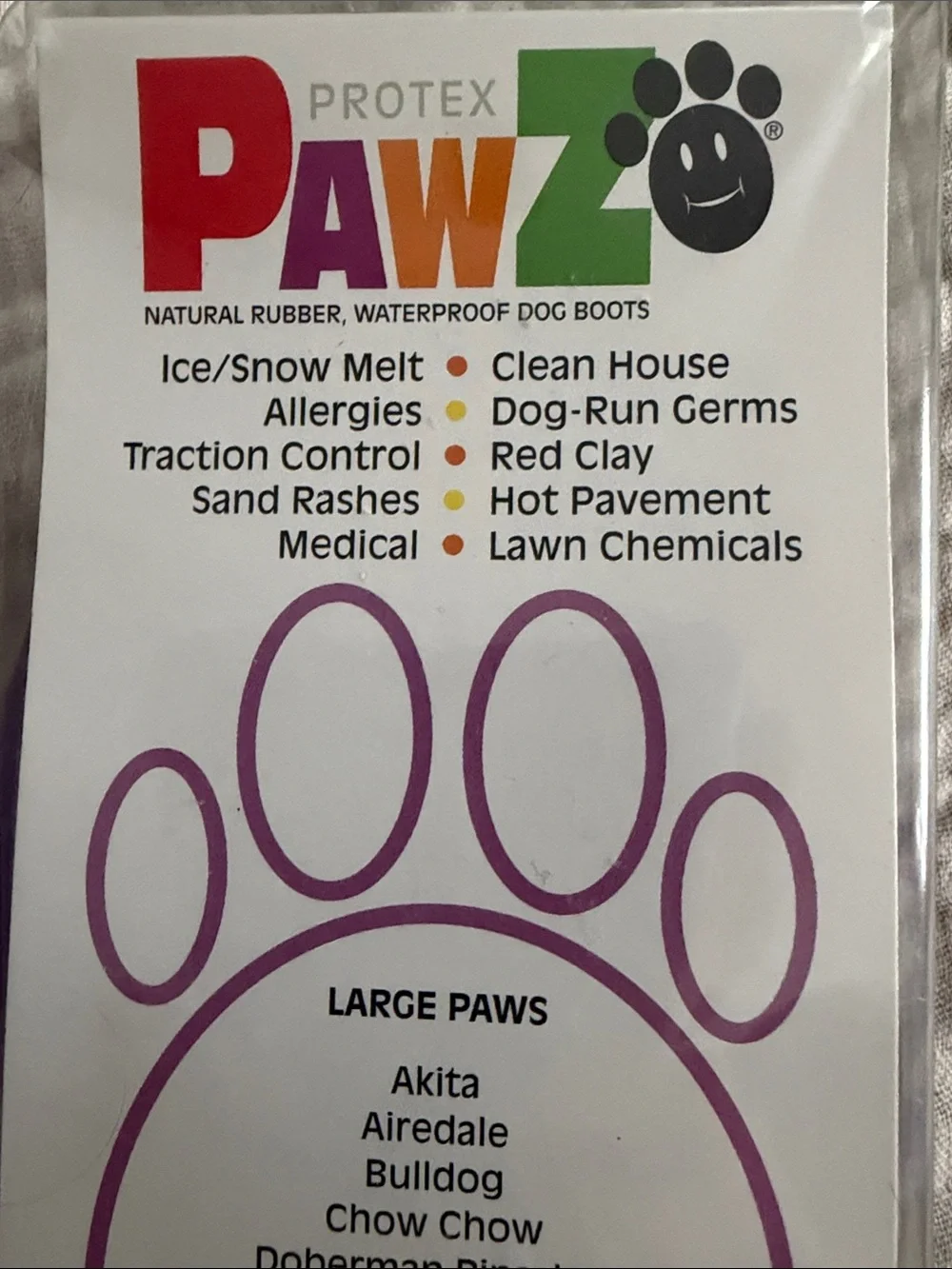 PAWZ Purple Waterproof Dog Boots - Large Pack 8 Reuseable Natural Rubber